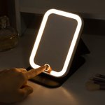 Personalized Birth Flower Cartoon Character LED Three-color Makeup Mirror with Name Travel Essential Anniversary Birthday Gift for Women Girls