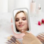 Personalized Birth Flower Cartoon Character LED Three-color Makeup Mirror with Name Travel Essential Anniversary Birthday Gift for Women Girls