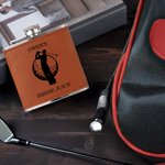Bouteille de liqueur en cuir PU personnalisée avec nom pour la fête des pères Cadeau d'anniversaire pour les hommes d'honneur Amoureux du golf