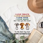 Personalized Happy Father’s Day 3D Cartoon Dog Soft T-shirt Sweatshirt with Name Father’s Day Birthday Gift for Dad Pet Lovers
