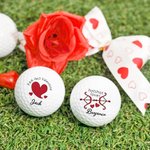Personalized Funny Red Kiss Lip Heart Set of 3 Golf Ball with Names Birthday Valentine's Day Anniversary Gift for Golf Lover Couple
