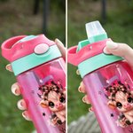 Personlig söt rosetthatt Highland Cow 16 oz vattenflaska för barn med namn och handtag Silikonhalm Tillbaka till skolan Födelsedagspresent för pojkar flickor