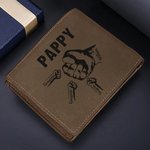 Portefeuille personnalisé en cuir PU avec 1-16 noms gravés et fentes pour cartes Anniversaire Fête des Pères Cadeau pour Grand-père Papa