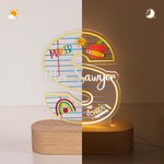 Personalized Difference Maker Apple Pencil Initial LED Night Light with Name and Wooden Base Teacher's Day Appreciation Birthday Gift for Teacher