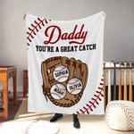 Personalised Baseball Glove 1-8 Names Multicolor Soft Throw Blanket with Title and Text Home Decor Birthday Gift for Baseball Lovers