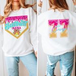 Personalised Baseball Softball Mama Ice Cream Drip Multicolor T-shirt Sweatshirt with Name and Number Game Day Birthday Gift for Ball Sport Lovers