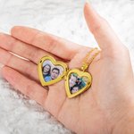 Personalisierte lila Herz Foto Halskette mit Schmetterling für Mutter Ehefrau Schmuck Geschenk