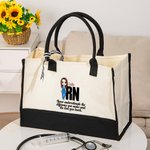 Personalized Cartoon Medical Character Large Capacity Canvas Tote Bag with Name Birthday Appreciation Gift for Nurse Doctor Medical Staff
