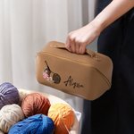 Personalized Birth Flower Crochet Wide Opening Leather Makeup Bag with Name Travel Accessories Birthday Wedding Gift for Bridesmaids Women