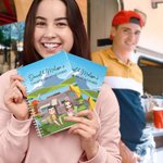 Personligt husbilstält tecknad karaktär Spiralanteckningsbok med namn och text Resa Födelsedagspresent för vän familj