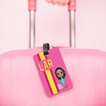 Personalised Multicolor Shadow Monogram Stripe Cartoon Character Luggage Tag Travel Accessories Birthday Gift for Family Kids