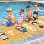 Asciugamano da spiaggia personalizzato in stile cartone animato con gelato e nome oversize ad asciugatura rapida accessorio estivo regalo per bambini