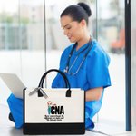 Personalized Cartoon Medical Character Large Capacity Canvas Tote Bag with Name Birthday Appreciation Gift for Nurse Doctor Medical Staff