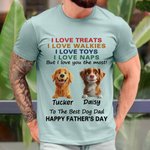 Personalized Happy Father’s Day 3D Cartoon Dog Soft T-shirt Sweatshirt with Name Father’s Day Birthday Gift for Dad Pet Lovers
