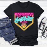 Personalised Baseball Softball Mama Ice Cream Drip Multicolor T-shirt Sweatshirt with Name and Number Game Day Birthday Gift for Ball Sport Lovers