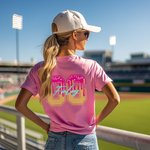 Personalised Baseball Softball Mama Ice Cream Drip Multicolor T-shirt Sweatshirt with Name and Number Game Day Birthday Gift for Ball Sport Lovers