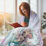Personalized Fantasy Mermaid Princess Underwater World Soft Throw Blanket with Name Home Decor Birthday Gift for Girls