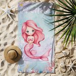 Toalla de playa personalizada con el nombre de la princesa sirena del mundo submarino de gran tamaño y secado rápido Regalo de cumpleaños esencial para viajes de verano para niñas