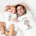 Personalized Our First Father's Day 100% Cotton T-Shirt Baby Bodysuit Matching Set with Name and Date Father's Day Anniversary Gift for Family