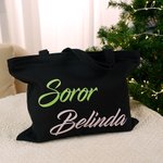 Henkilökohtainen vaaleanpunainen ja vihreä Sorority Suuri kangas Kangas Kangaskassi nimi Travel tarvikkeet syntymäpäivälahja sisaret ystävät