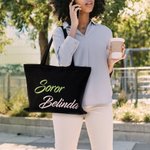 Henkilökohtainen vaaleanpunainen ja vihreä Sorority Suuri kangas Kangas Kangaskassi nimi Travel tarvikkeet syntymäpäivälahja sisaret ystävät