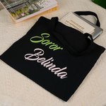 Henkilökohtainen vaaleanpunainen ja vihreä Sorority Suuri kangas Kangas Kangaskassi nimi Travel tarvikkeet syntymäpäivälahja sisaret ystävät