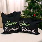 Henkilökohtainen vaaleanpunainen ja vihreä Sorority Suuri kangas Kangas Kangaskassi nimi Travel tarvikkeet syntymäpäivälahja sisaret ystävät