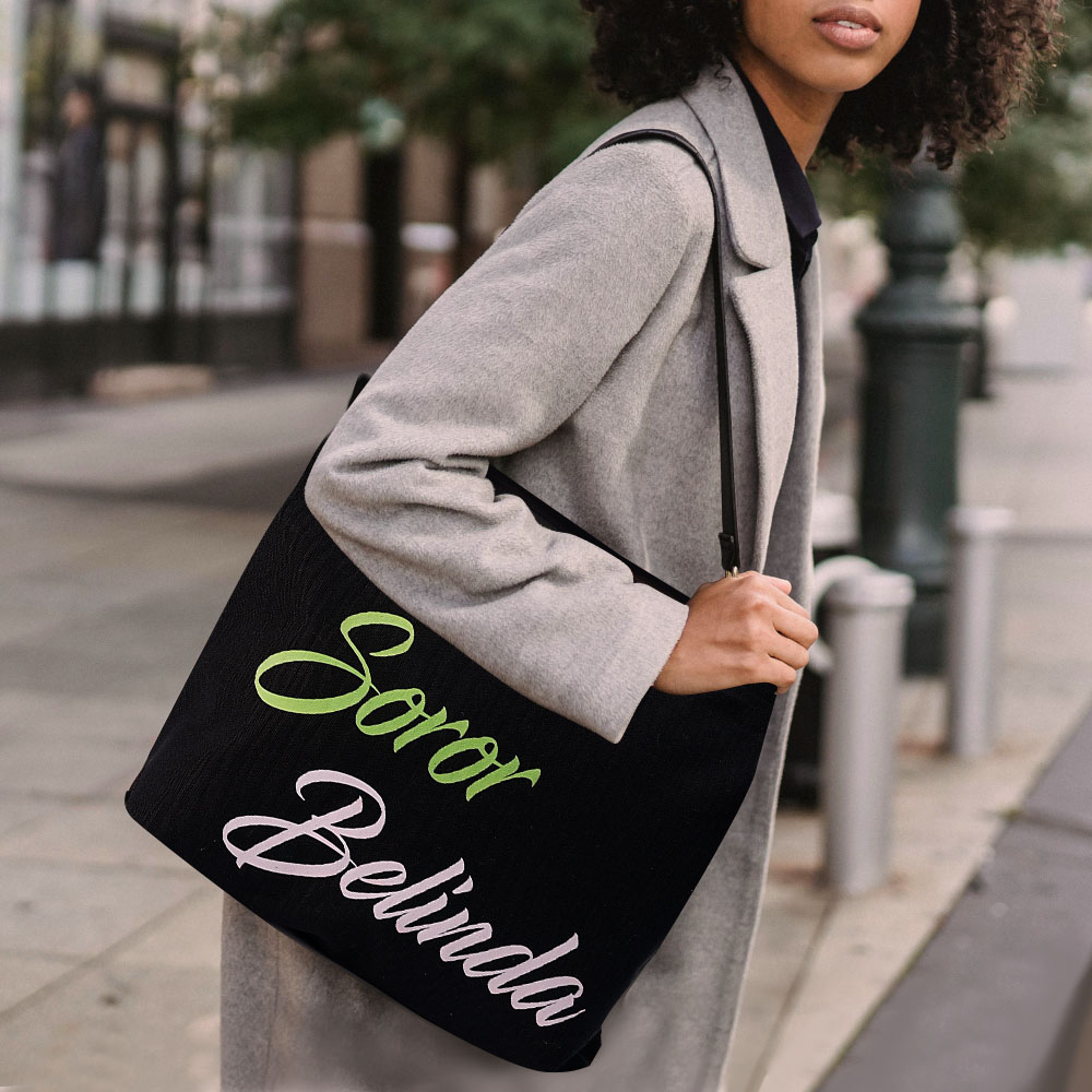 Sac en toile rose et vert personnalisé avec nom Accessoires de voyage Cadeau d'anniversaire pour les sœurs et les amis