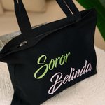 Henkilökohtainen vaaleanpunainen ja vihreä Sorority Suuri kangas Kangas Kangaskassi nimi Travel tarvikkeet syntymäpäivälahja sisaret ystävät