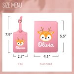 Personalized Cartoon Animals Multicolor PU Leather Passport Holder Luggage Tag Set with Name Travel Accessory Birthday Gift for Kid
