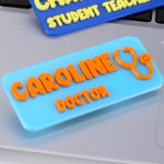 Gepersonaliseerde Multicolor Set van 2 3D Wolk Rechthoek Naam Badge met Beroep Verjaardag Inductie Cadeau voor Geregistreerd Verpleegkundige Medisch Personeel Opvoeder