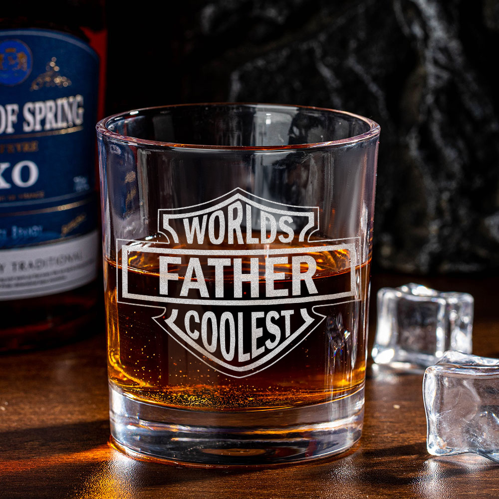 Verre à whisky personnalisé avec nom gravé et sous-verre en ardoise Cadeau de fête des pères pour papa grand-père