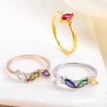 Personalized Vintage 1-5 Marquise Birthstone Ring Dainty Jewelry Anniversary Mother's Day Birthday Gift for Women Mother Grandmother