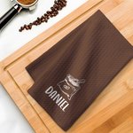 Personalised Coffee Pattern Multicolor Waffle Towel with Name Coffee Bar Decor Birthday Gift for Coffee Lovers Baristas