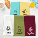 Personalised Coffee Pattern Multicolor Waffle Towel with Name Coffee Bar Decor Birthday Gift for Coffee Lovers Baristas