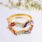 Personalized Vintage 1-5 Marquise Birthstone Ring Dainty Jewelry Anniversary Mother's Day Birthday Gift for Women Mother Grandmother