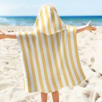 Personalisierte Multicolor Stripe Quick Dry Oversized Kid Hooded Beach Towel mit Namen Beach Party Travel Vacation Geburtstag Geschenk für Kinder