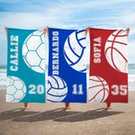 Asciugamano da spiaggia personalizzato multicolore in microfibra ad asciugatura rapida oversize con nome regalo ideale per amanti dello sport