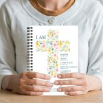 Personalised Floral Cross Bible Verse Holy 120 Pages A5 Spiral Journal Notebook with Name and Date First Communion Baptism Gift for Girls Christians