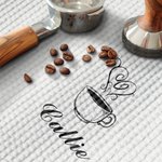 Personalised Coffee Pattern Multicolor Waffle Towel with Name Coffee Bar Decor Birthday Gift for Coffee Lovers Baristas