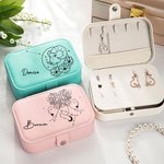 Personalized Zodiac Constellation Multi-compartment Leather Jewelry Box with Name Anniversary Birthday Gift for Women