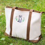 Personalized Embroidered Floral Pet Photo Durable Oxford Large Tote Bag with Name Birthday Gift for Family Friends Pet Lovers