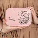 Personalized Zodiac Constellation Multi-compartment Leather Jewelry Box with Name Anniversary Birthday Gift for Women