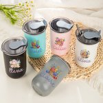 Personalized Floral Yarn Basket Name 10 oz Wine Tumbler with Leakproof Lid and Straw Birthday Gift for Crocheter Knitting Lovers