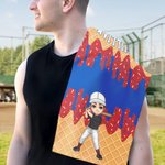 Personalisiertes Sporthandtuch mit Eiscrememuster Cartoon Baseball Charakter Namen Nummer und Karabiner Geschenk für Baseball-Liebhaber