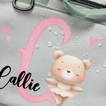 Personalized Cute Animal Ballerina Name Initial Travel Duffle Bag with Shoe Compartment and Shoulder Strap Birthday Team Gift for Ballet Lovers