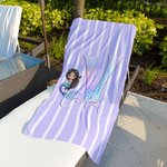 Personalized Fantasy Mermaid Strap Quick Drying Oversized Soft Beach Towel with Initial and Name Beach Party Holiday Gift for Girls Women