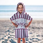 Personalisierte Multicolor Stripe Quick Dry Oversized Kid Hooded Beach Towel mit Namen Beach Party Travel Vacation Geburtstag Geschenk für Kinder
