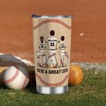 Personalized Dad and 1-4 Children Baseball Stainless Steel 20 oz Tumbler with Names Straw and Brush Father's Day Gift for Dad Grandpa