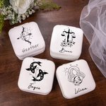 Personalized Zodiac Constellation Multi-compartment Leather Jewelry Box with Name Anniversary Birthday Gift for Women